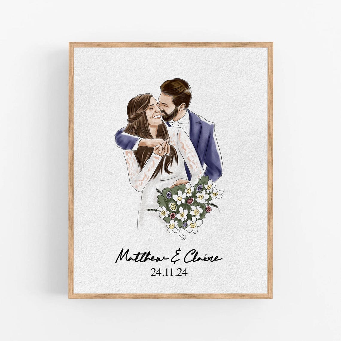Personalised Watercolour Portrait Anniversary Gift