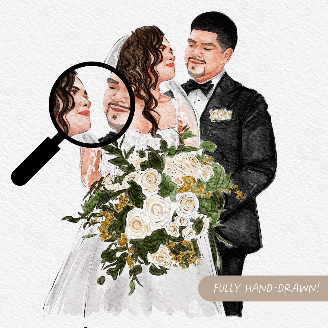 Custom Family Wedding Portrait, Watercolor Art Print - Image 2