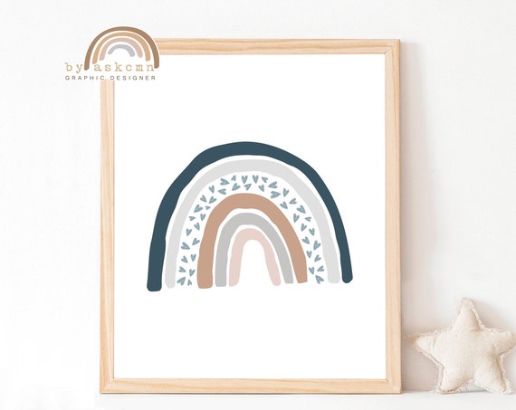 Pastel Nursery Decor Rainbow Blush Abstract Rainbow Print Gender Neutral Nursery Neutral Rainbow Art Boho Nursery Kids Wall Art