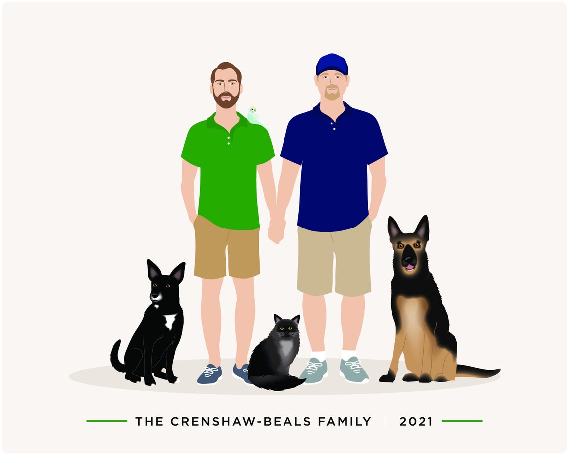 Custom Family Portrait, Add Pet - Image 4