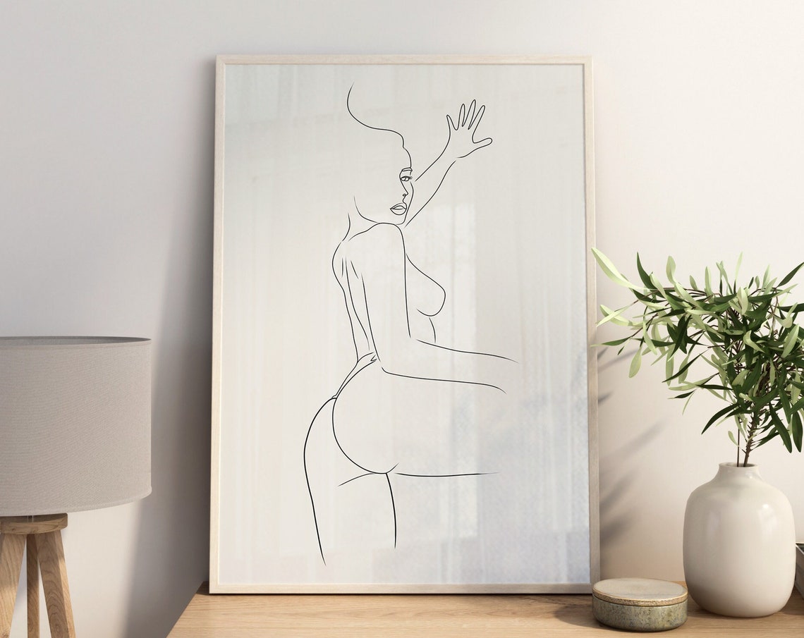 Nude Line Drawingnaked Woman Wall Artfemale Line Artfemale Body Artline Art Woman Erotic Artone Line Art Potrait Sexy Line Art