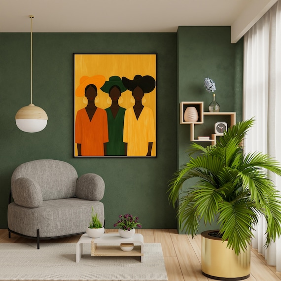 Modern Black Women Trio Fashion Illustration Minimalist Poster