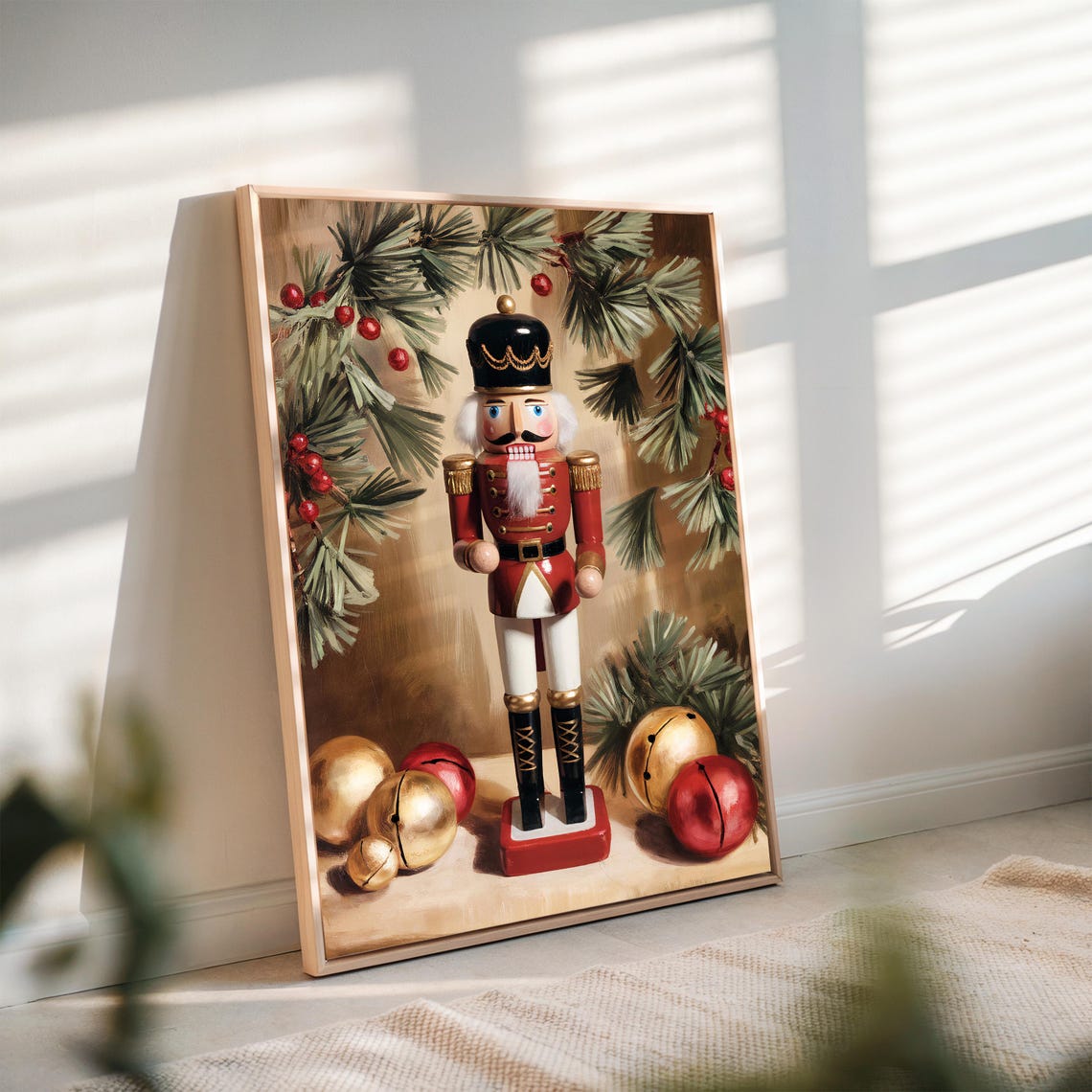 Vintage Christmas Nutcracker Toy Soldier Pine Berries Poster - Image 2