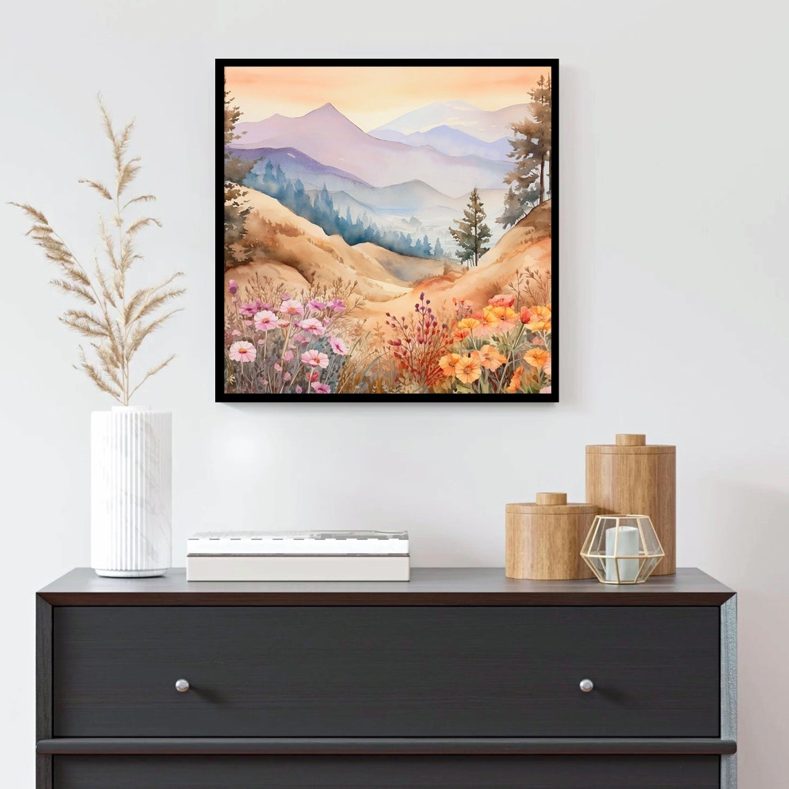 Mountain Landscape Watercolor Painting Art Print Home Decor Gift - Image 4
