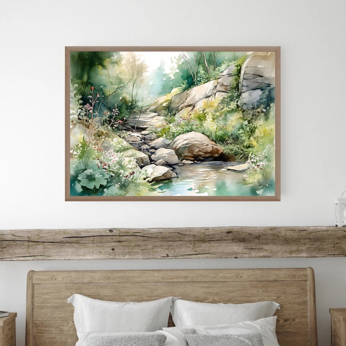 Forest Pond Landscape Watercolor Painting Art Print - Image 2