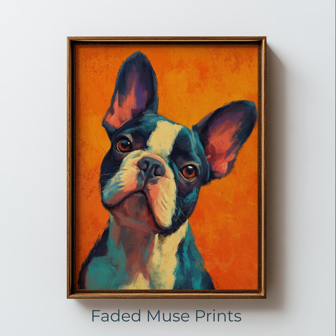 French Bulldog Portrait Bold Jewel Tone Colorful Dog Art Print