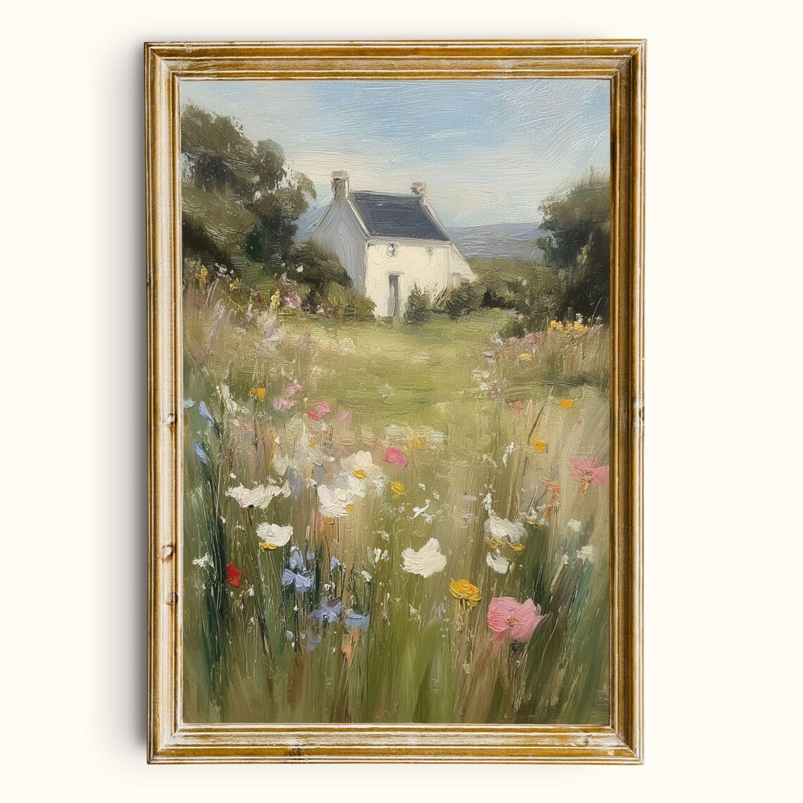 Cottage Garden Art Print Impressionist Wildflower Meadow Digital Download