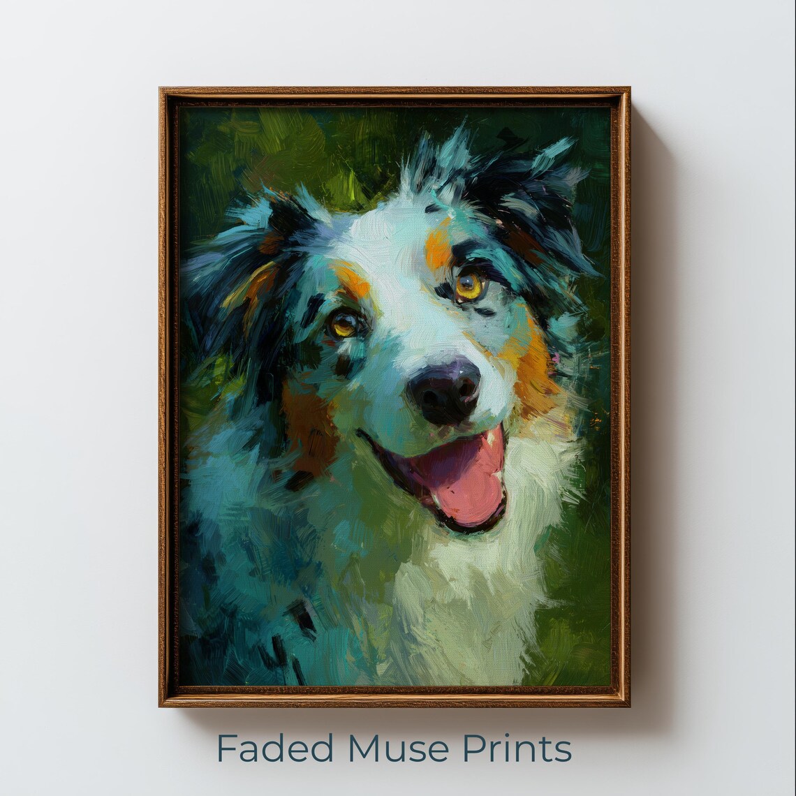 Australian Shepherd Portrait, Colorful Dog Art Print