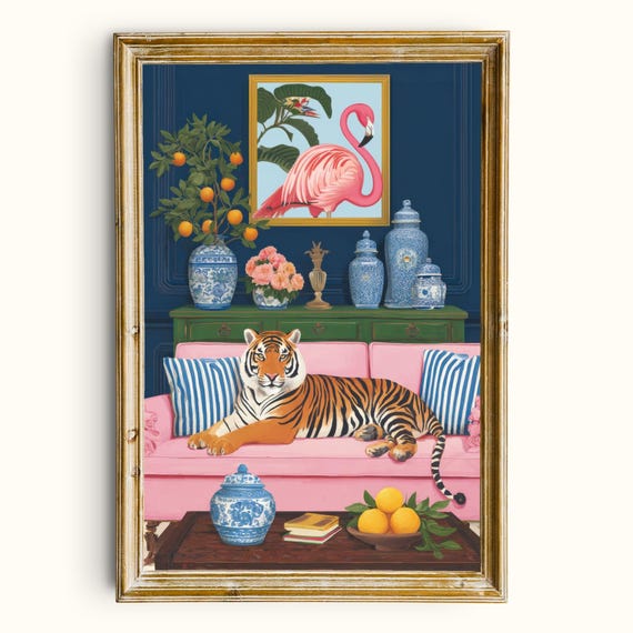 Maximalist Tiger Sofa Art Print