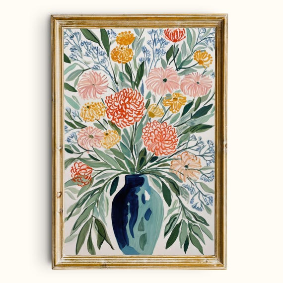 Floral Vase Botanical Art Print