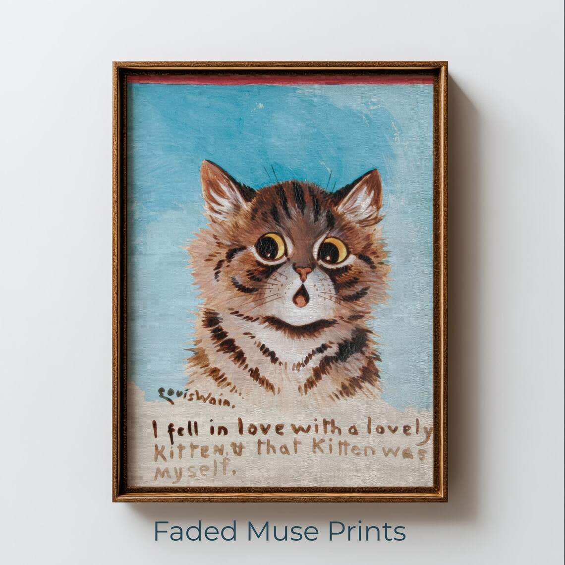 Vintage Tabby Cat Portrait, Retro Kitten Illustration