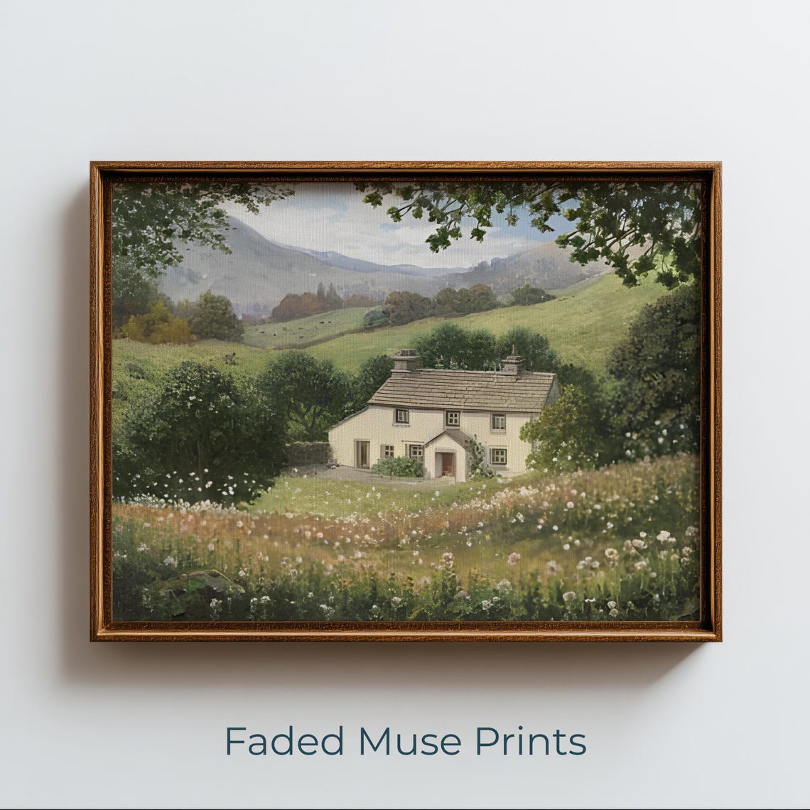 Charming Cottage Spring Meadow Rustic Farmhouse Landscape Poster