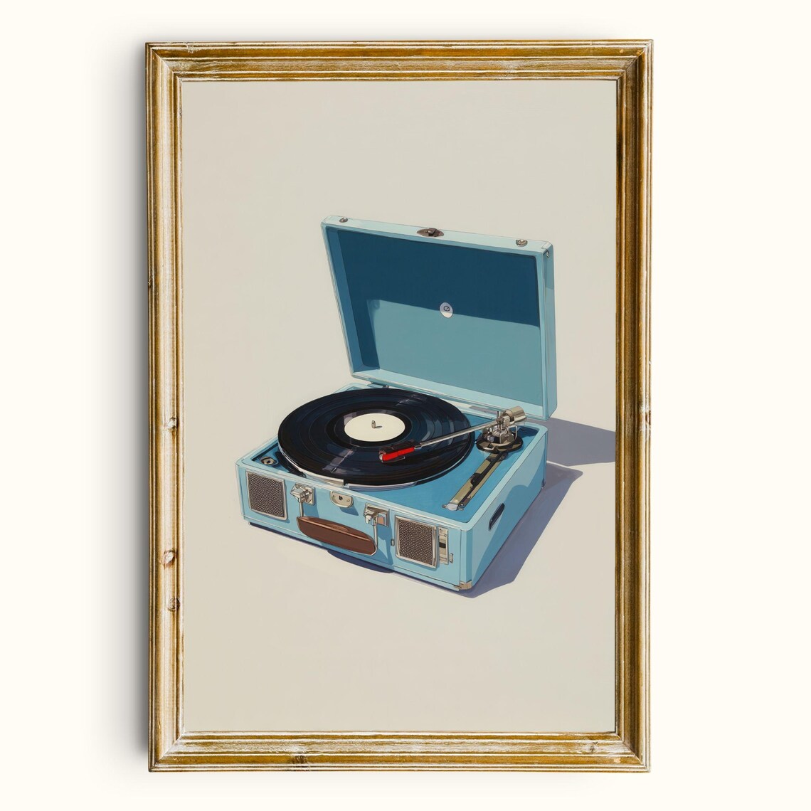 Record Player, Midcentury Modern Music Room Art
