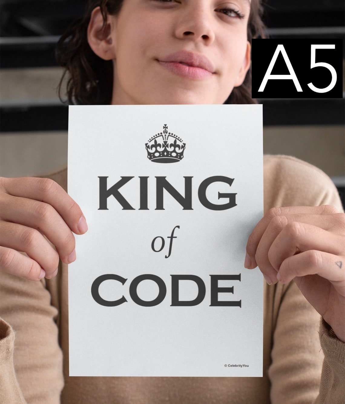 King Of Code Funny Programmer Office Quote Poster for Developer Teams - Image 2
