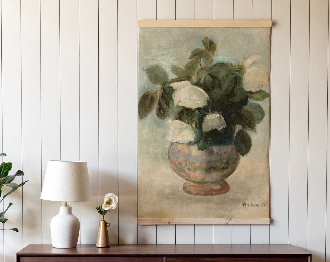Botanical Floral Oil Painting Print, Vertical Wall Art - Image 3