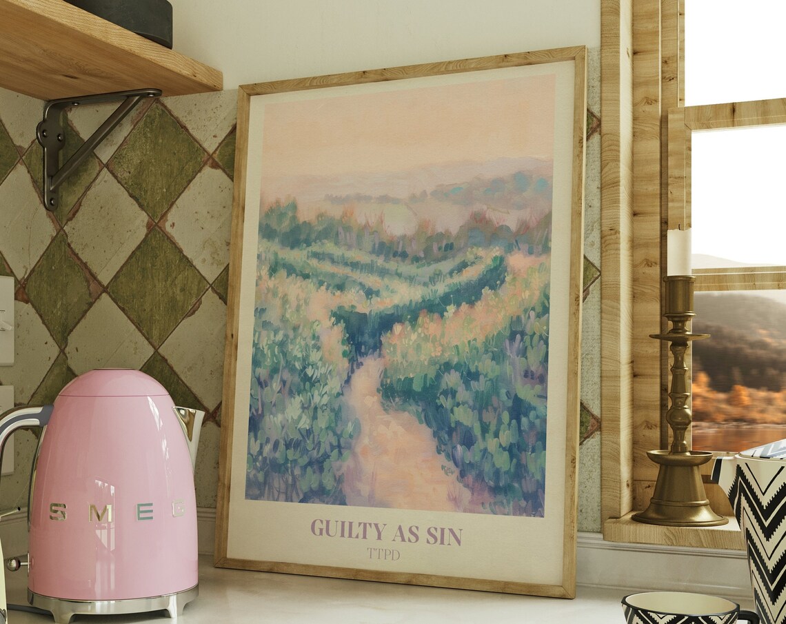Guilty As Sin Music Wall Art, Watercolour Bedroom Decor