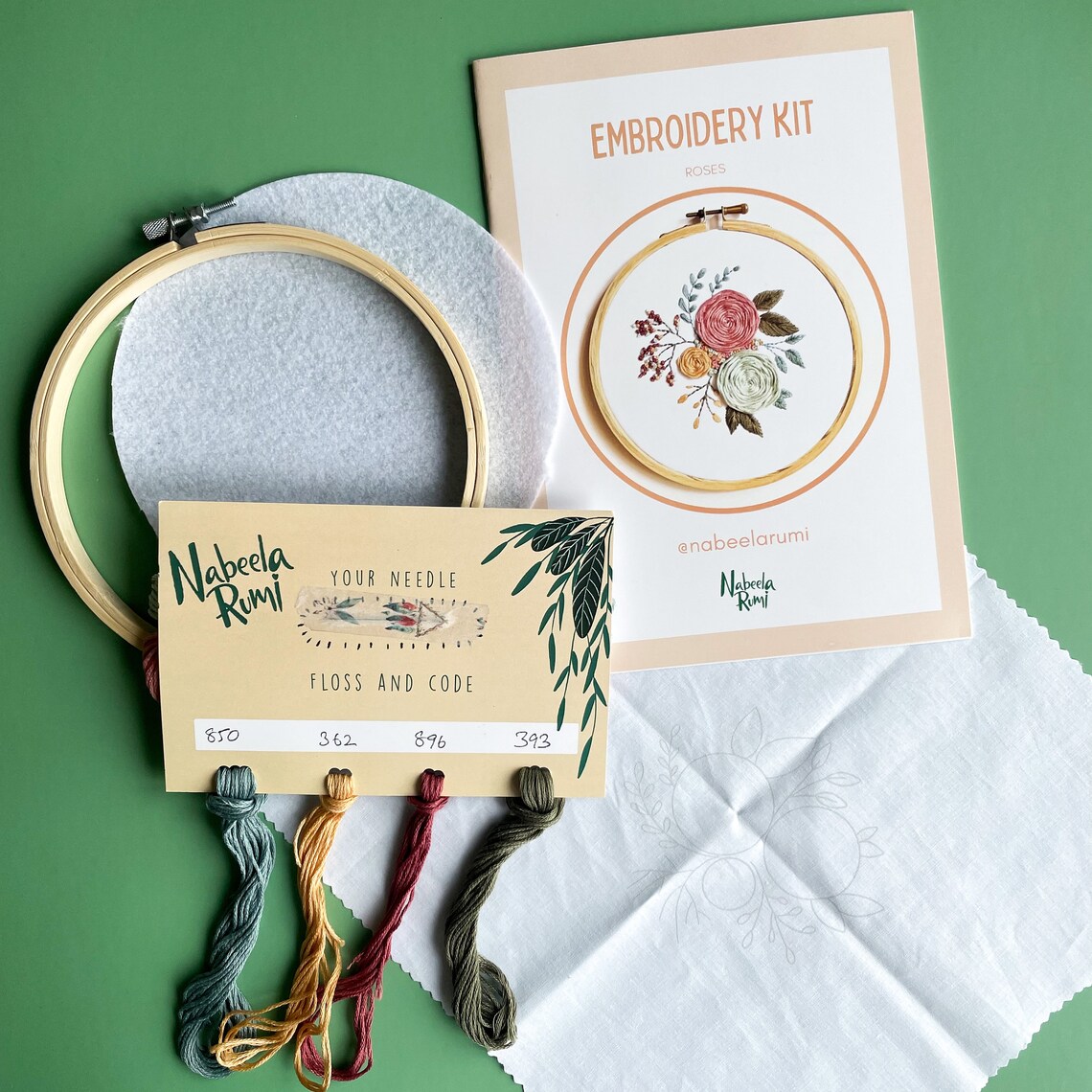 Roses Embroidery Kit, Floral DIY Tutorial Gift - Image 2
