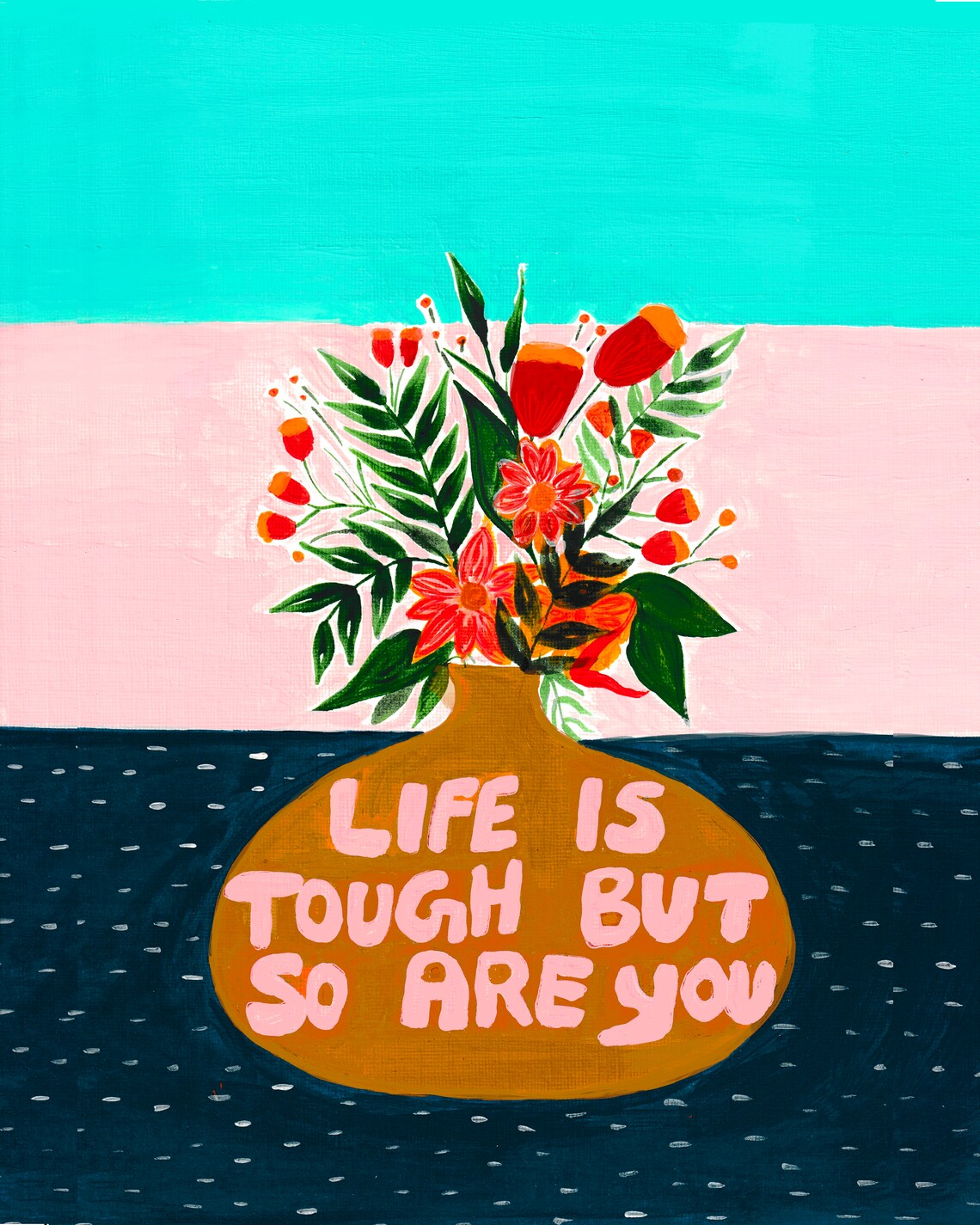 Life Is Tough But So Are You Quote Art Print, Botanical - Image 2