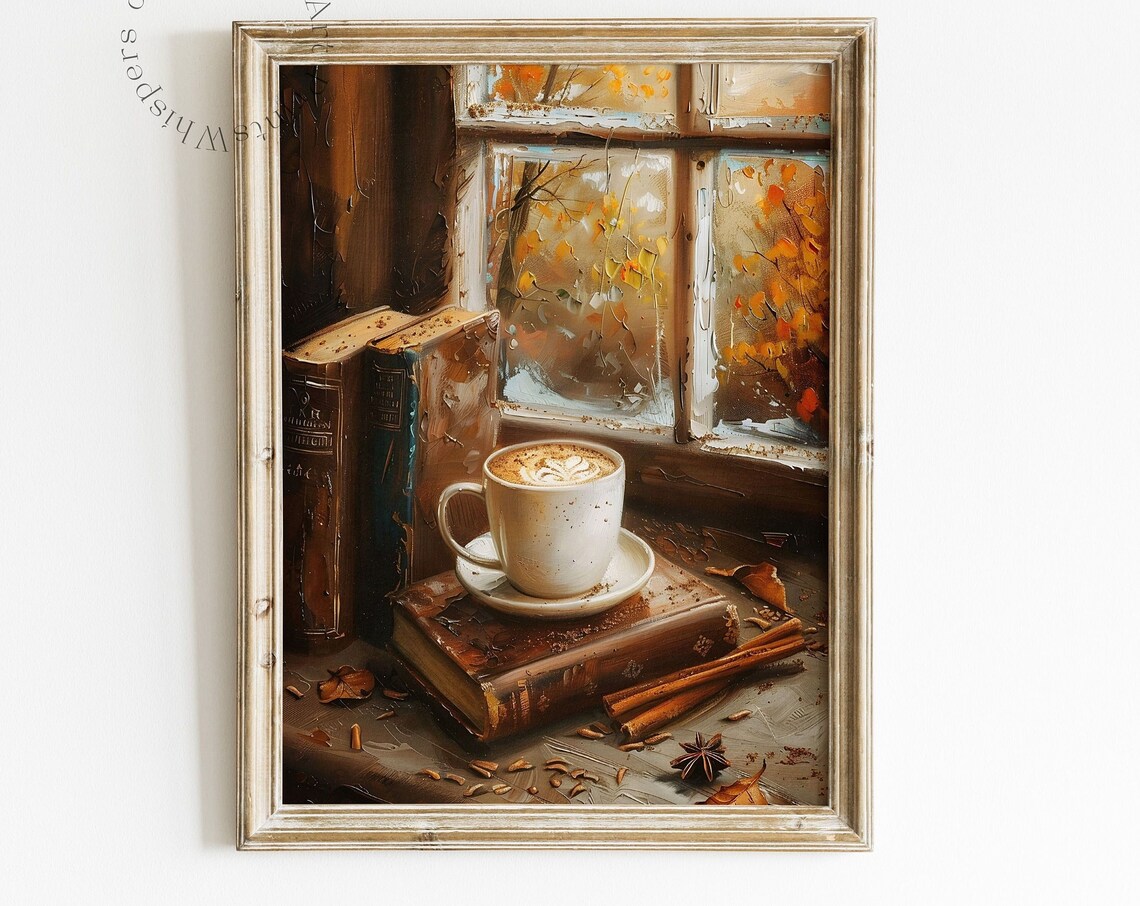 Books and Coffee Dark Academia Art Print