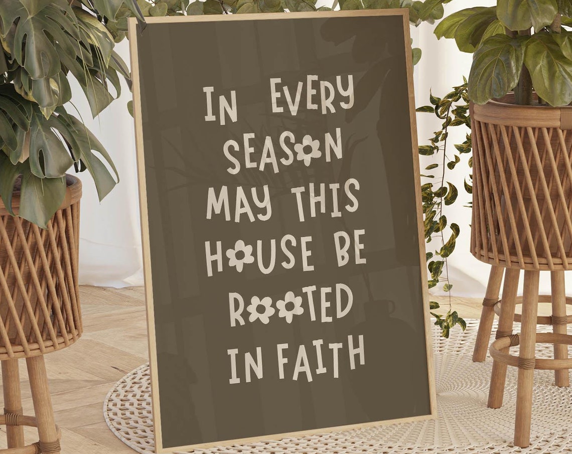 In Every Season Rooted In Faith Christian Typography Wall Art - Image 2