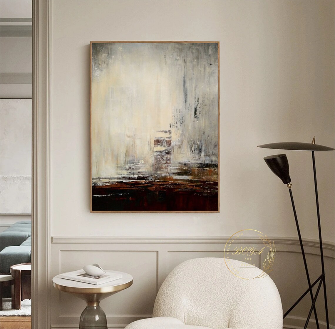 Beige and Brown Abstract Landscape Art Print - Image 5