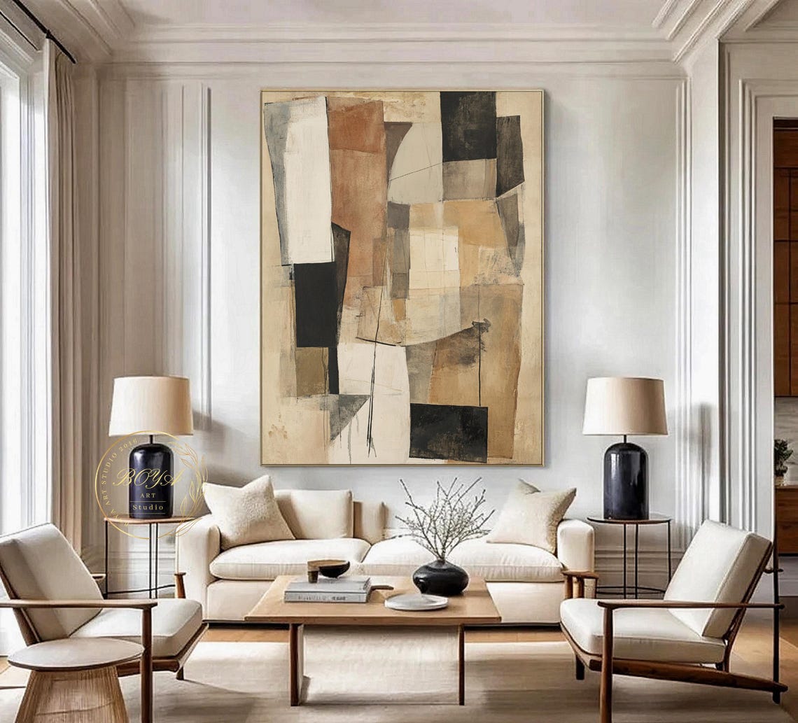 Large Beige Abstract Painting Wabi Sabi Wall Art Beige Wall Art Original Brown Art Beige Minimalist Painting Natural Color Painting - Image 2