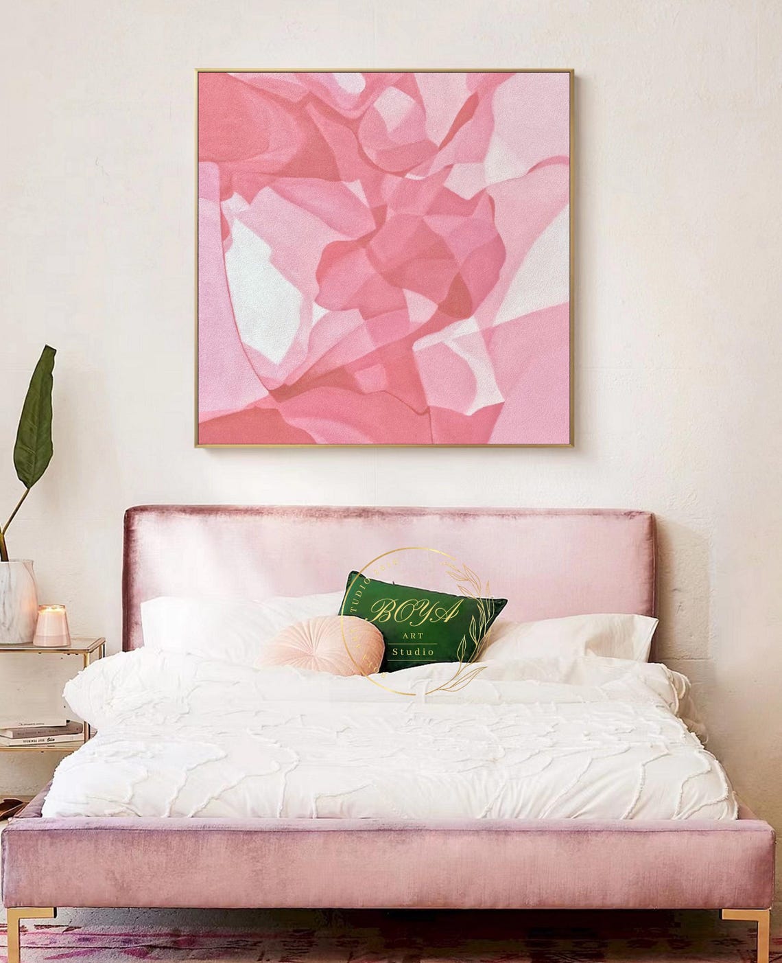 Delicate Soft Pink Overlapping Petals Minimalist Abstract Poster - Image 3