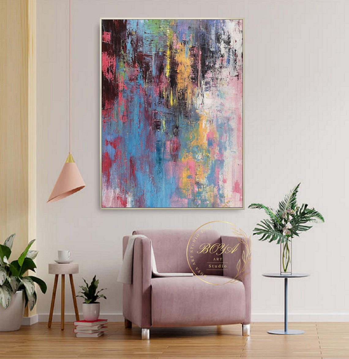 Bold Colorful Expressionist Drips and Strokes Abstract Poster - Image 4