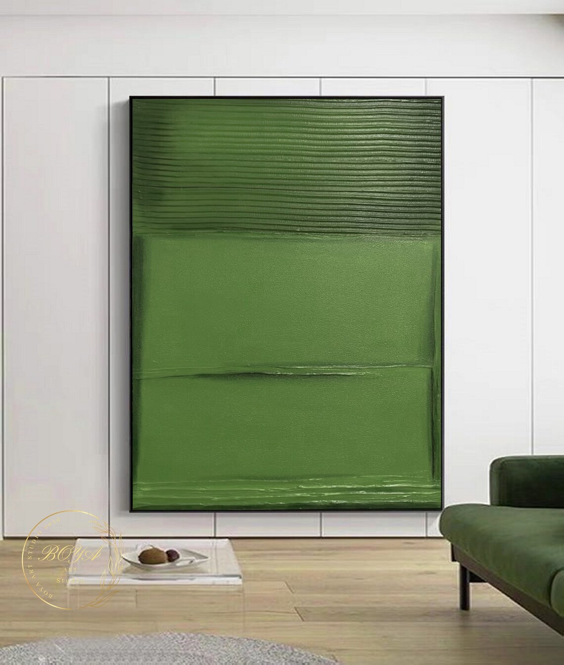 Green Minimalist Wall Painting Original Green Abstract Art Large Green Texture Painting Green Painting Modern Minimalist Textured Art - Image 3