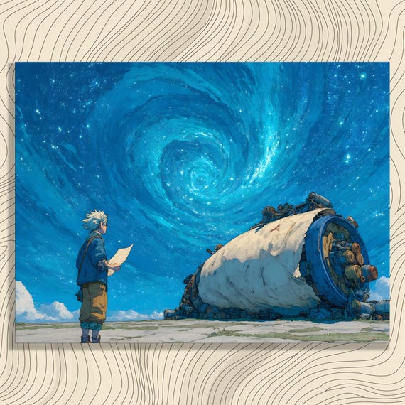 Cosmic Surreal Canvas Wall Art Modern Starry Sky Landscape Print Decor Gift Fantasy Exploration Mystery Space Journey Home