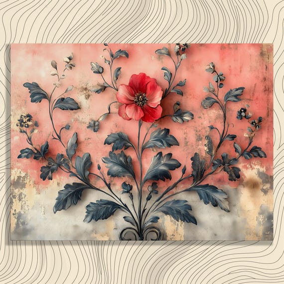 Vintage Floral Canvas Wall Art Red Flower Print Botanical Prints Nature Paintings Of Flowers Garden Decor Adult