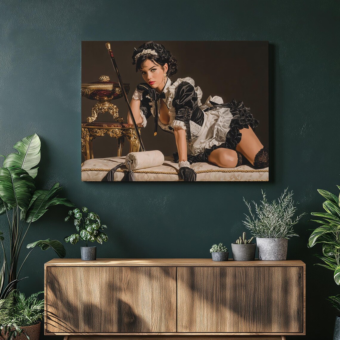 French Maid Retro Pinup Boudoir Glamour Vintage Portrait Poster