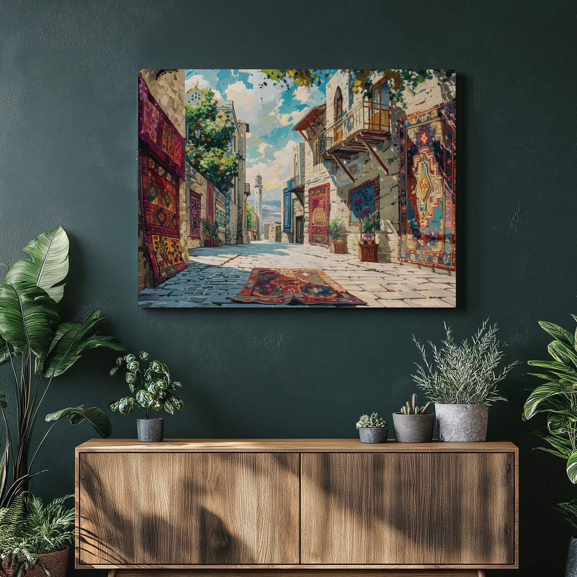 Azerbaijan Cityscape and Carpets Art Print