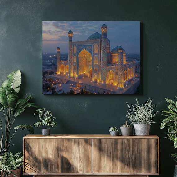 Registan Square Samarkand Uzbekistan Illuminated Dusk Wall Art