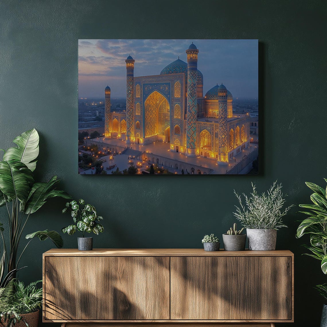 Registan Square Samarkand Uzbekistan Illuminated Dusk Wall Art