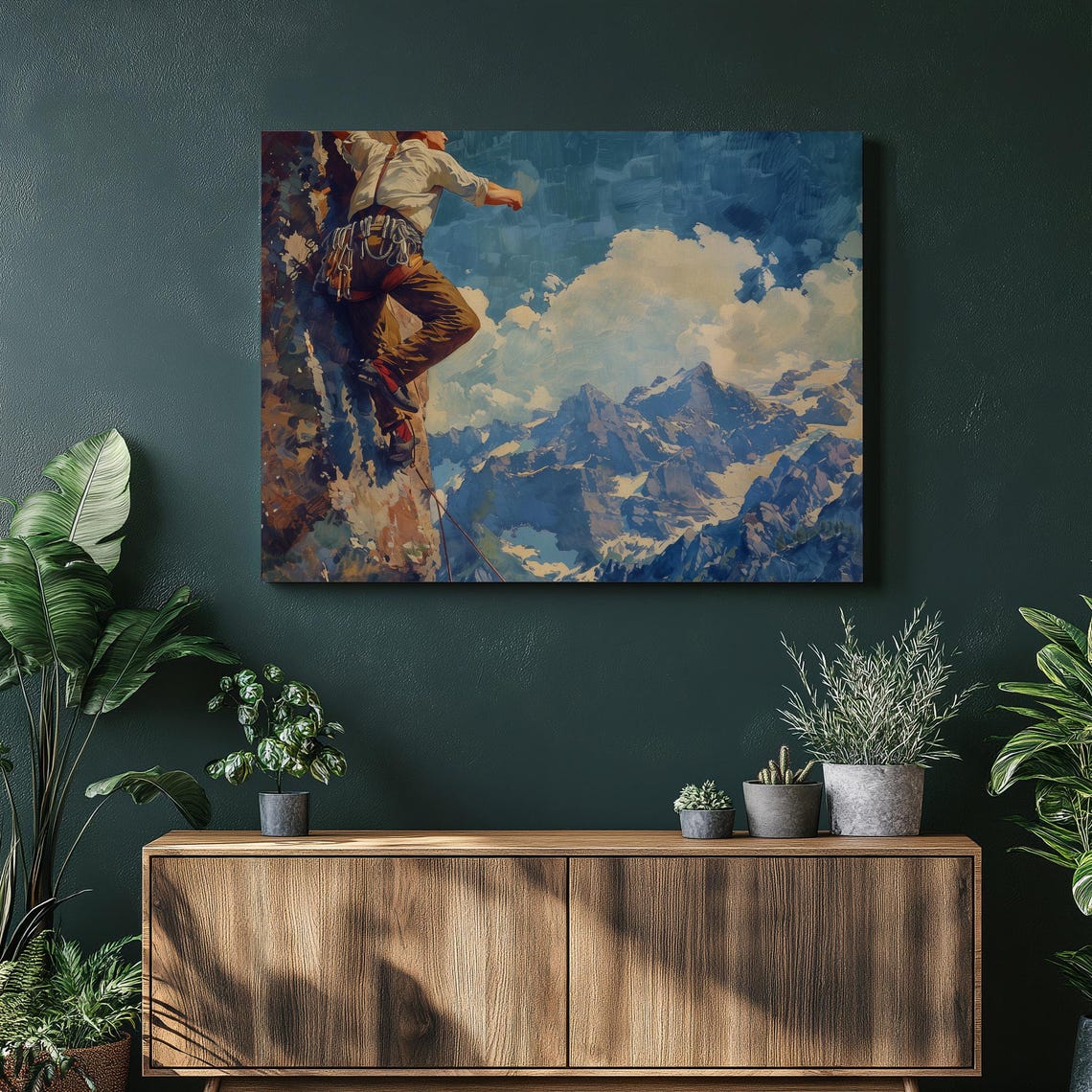 Rock Climbing Canvas Wall Art Mountain Adventure Sports Home Decor Extreme Activity Artwork Bold And Vibrant Colors Unique Gift