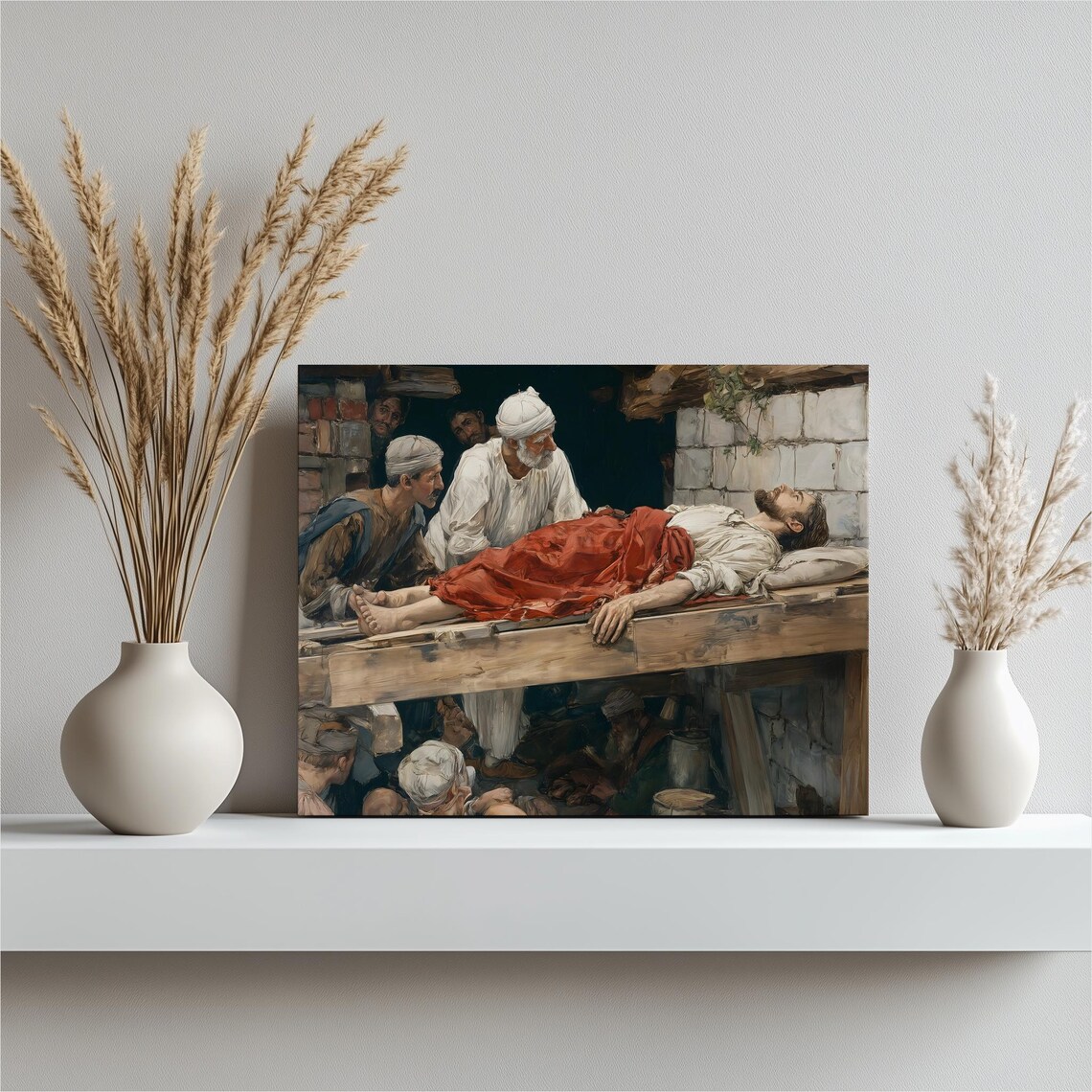 Biblical Healing Miracle Scene Classical Figures Historical Painting Poster