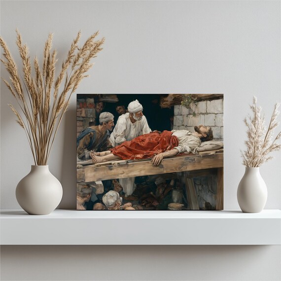 Biblical Healing Miracle Scene Classical Figures Historical Painting Poster