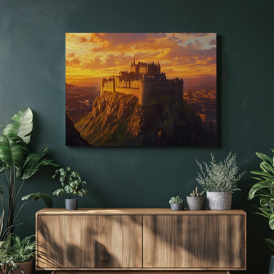 Historic Golden Hour Edinburgh Castle Sunset Scotland Rock Poster