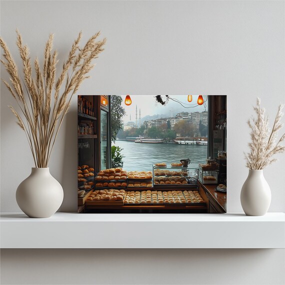 Istanbul Turkish Pastry Shop Bosphorus View Photograph Poster