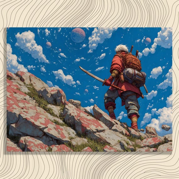 Stellar Cosmic Journey Canvas Wall Art Surreal Landscape Print Sky Painting Decor Gift For Adventurers Perfect Idea