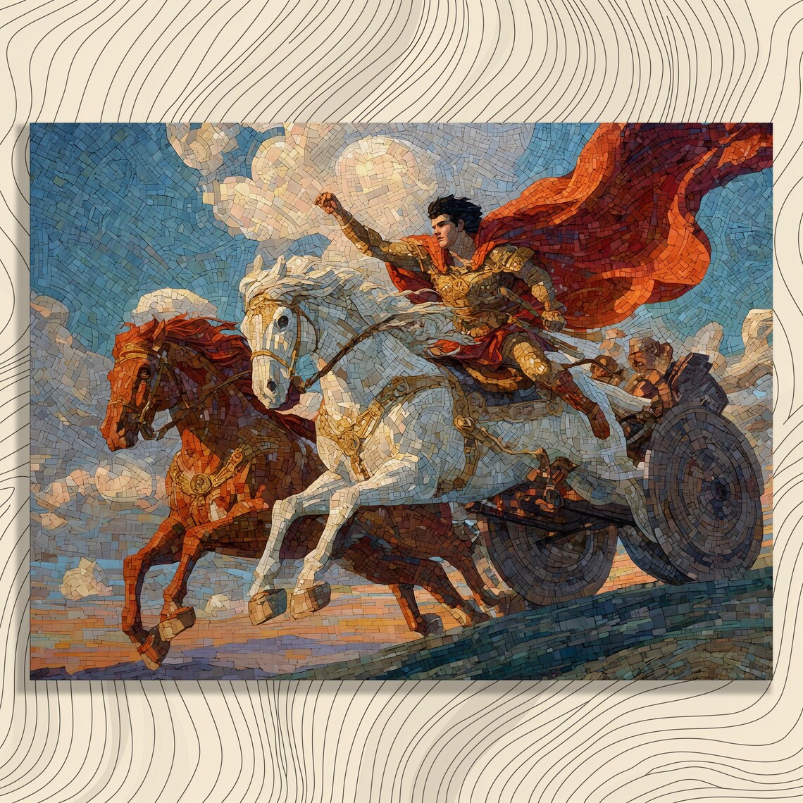 Ancient Charioteer Mosaic Warrior Classical Art Horse Poster
