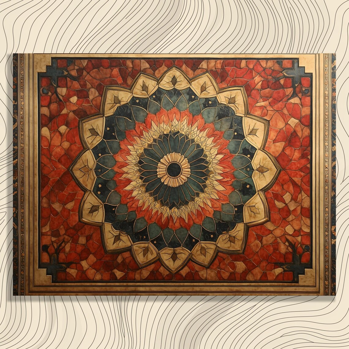 Stunning Mandala Canvas Wall Art Mystical Geometry Print Boho Decor Abstract Pattern Design Kaleidoscope Mosaic