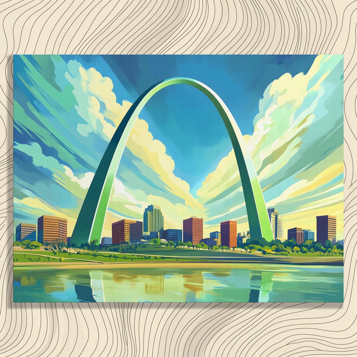 Stunning Gateway Arch Saint Louis Skyline Blue Sky Cityscape Poster