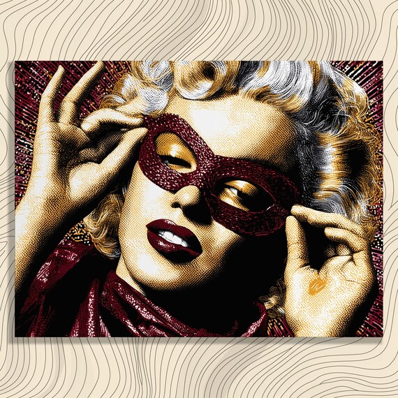 Retro Marilyn Monroe Red Masquerade Mask Pop Art Portrait Poster