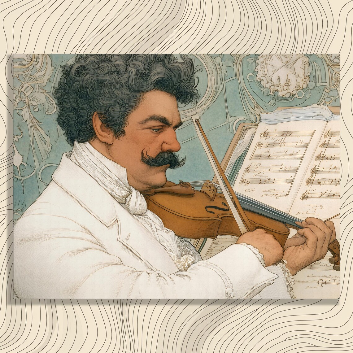 Art Nouveau Classic Violinist Sheet Music Vintage Musician Wall Art