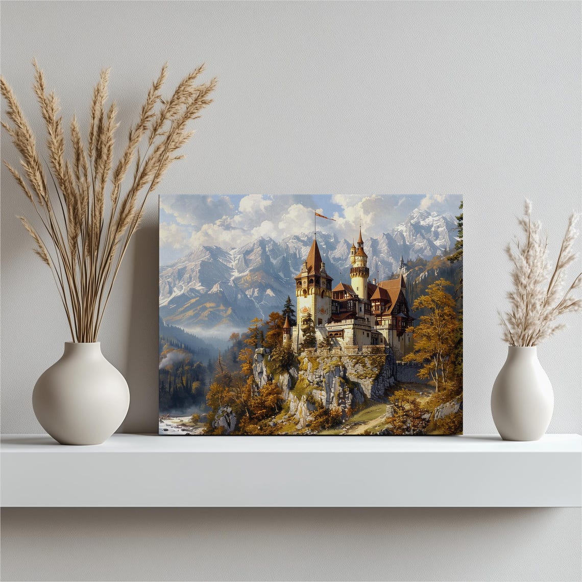 Transylvania Castle Autumn Mountain Landscape Romania Travel Poster