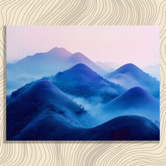 Serene Misty Landscape Canvas Wall Art Blue Horizon Nature Painting Modern Home Decor Scenic Views Print For Enthusiasts