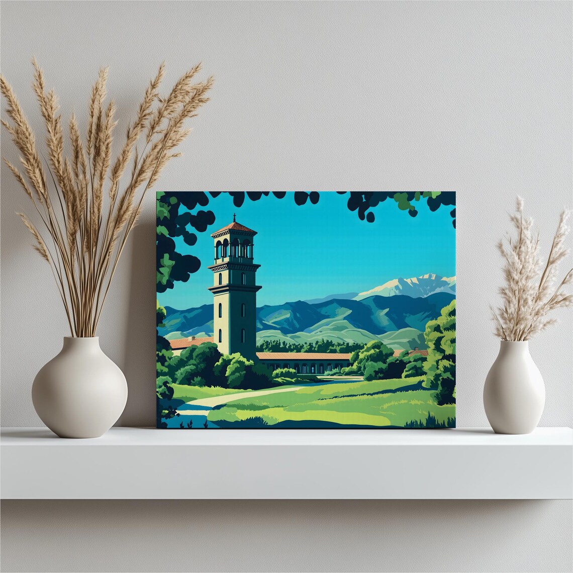 Boise Idaho Depot Tower Historic Landmark Mountain Landscape Poster