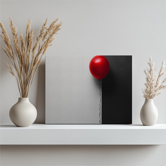 Red Balloon Minimalist Photography Bold Color Pop Modern Wall Art